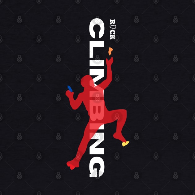 rock climbing with climber red by lmdesignco